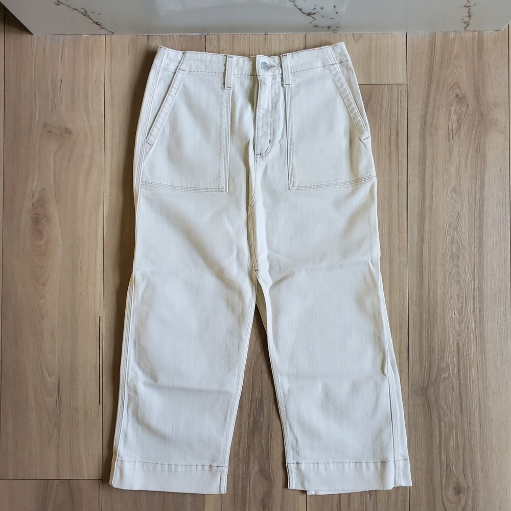 AG Lana Skirt Womens 28 White Denim Midi Front Slit Adriano Goldschmied Utility